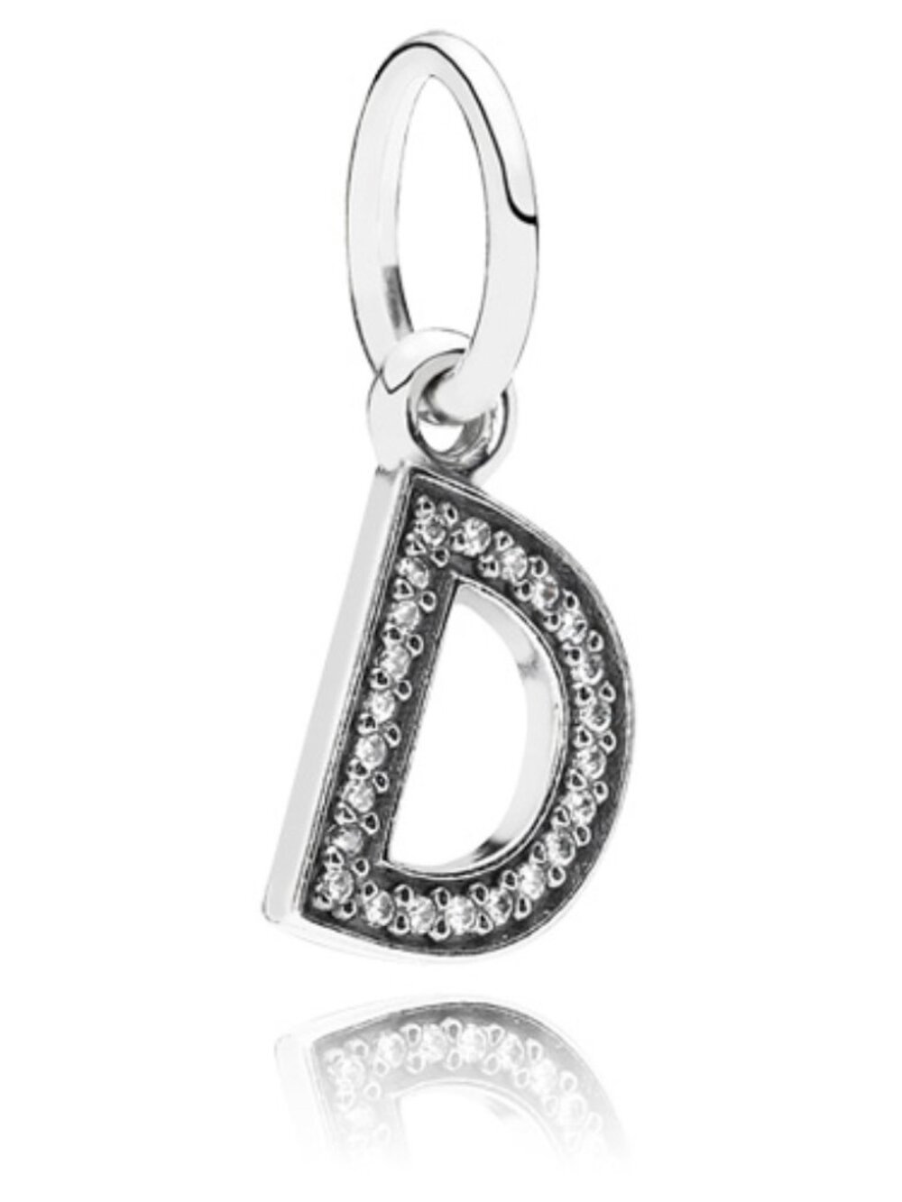Pandora Retired Letter D Dangle Charm with Cubic Zirconia Authentic Sterling ALE